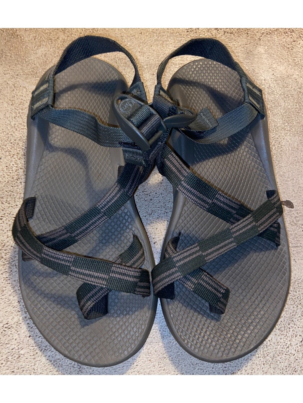 Chaco Men's Strappy Sandals Green/Black Adjustable Straps Outdoor US 9